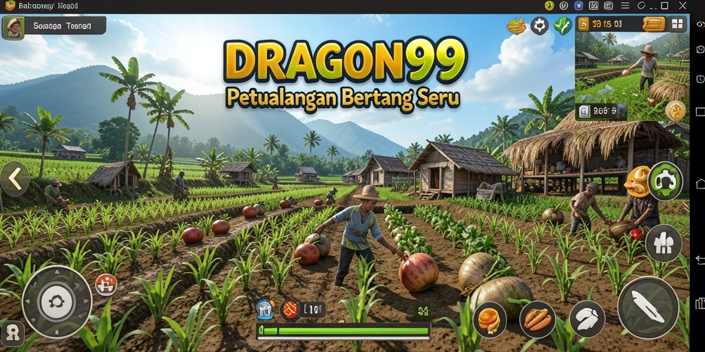 Tampilan menarik dari gameplay DRAGON99 yang penuh dengan aktivitas bertani.