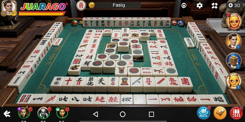 Tampilan gameplay Mahjong yang seru dan menantang di JUARAGO.