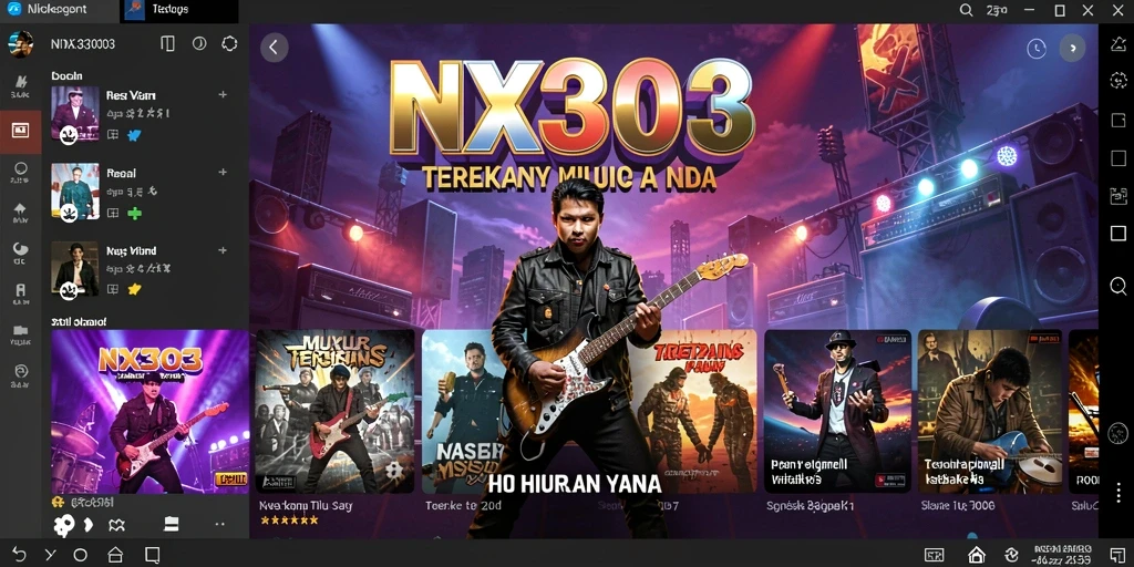 Screenshot dari gameplay NX303 menampilkan pengalaman musik yang penuh warna.