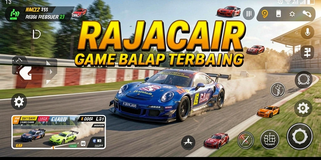 Tampilan gameplay intens di jalur balap RAJACAIR.