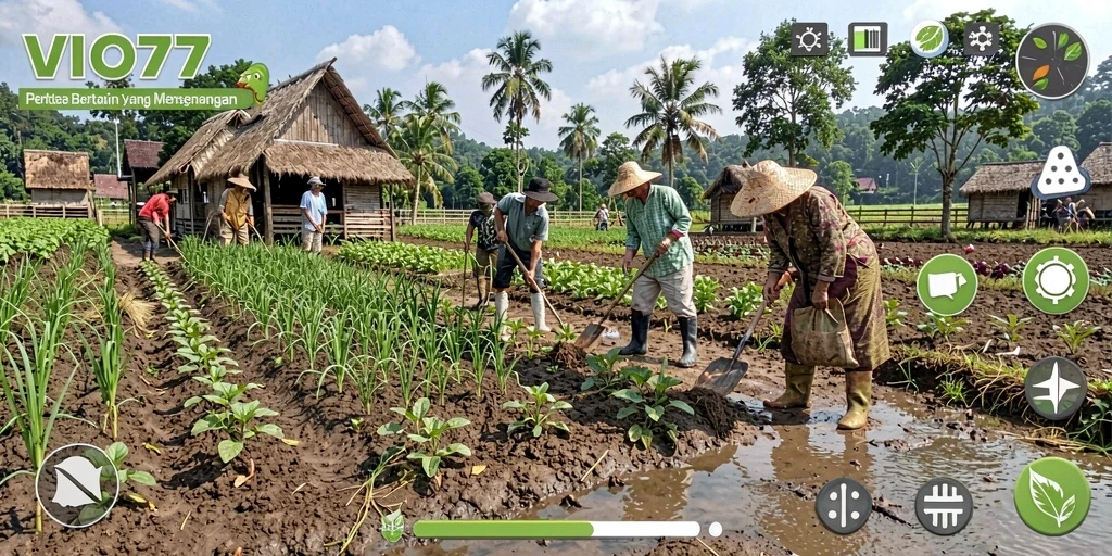 Gameplay seru VIO77 yang menampilkan aktivitas bertani.
