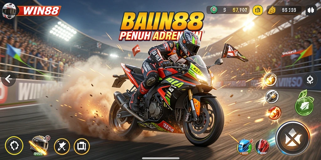 Gameplay balapan motor yang seru dan menegangkan.