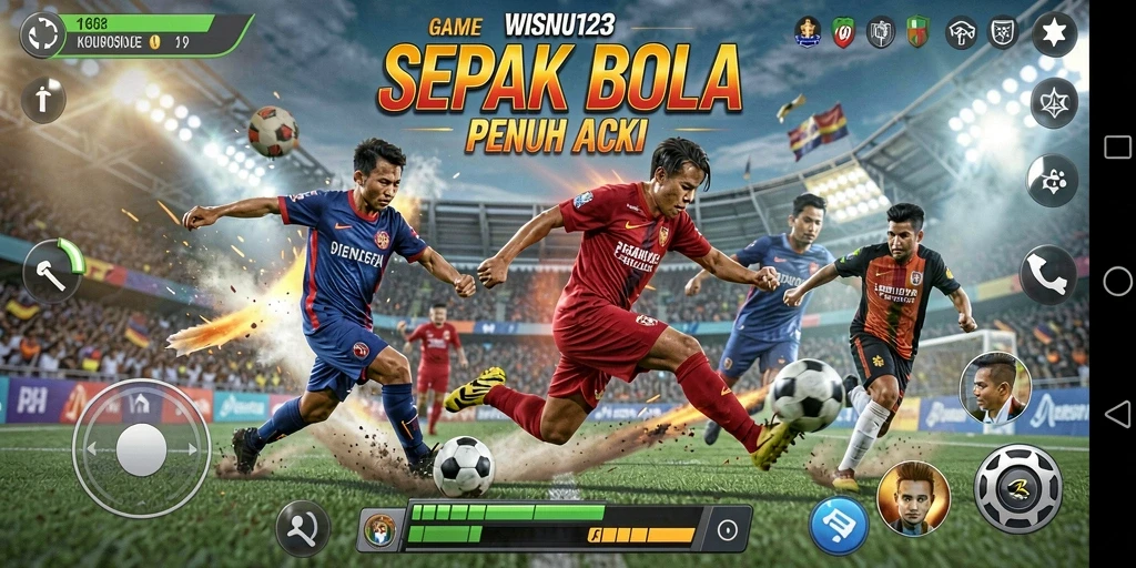 Tampilan permainan WISNU123 yang menarik dan penuh aksi sepak bola.