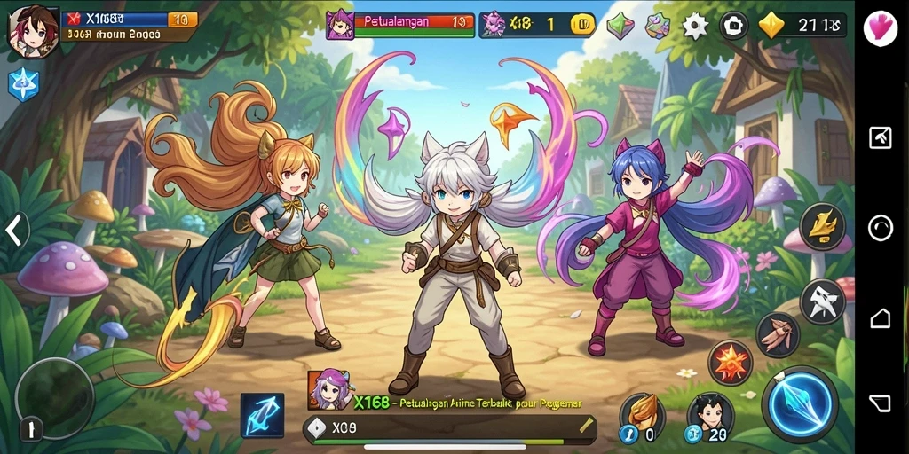 Tampilan screenshot dari gameplay menarik di X168 dengan karakter Anime.